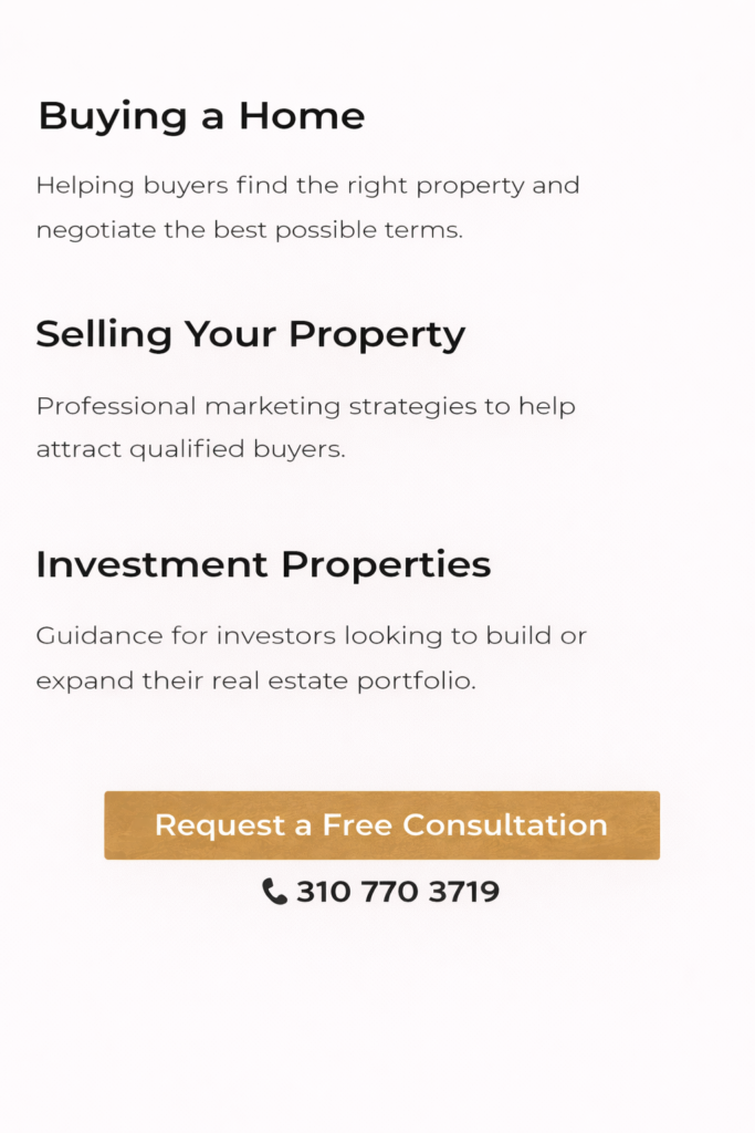 California real estate services buying selling investment properties